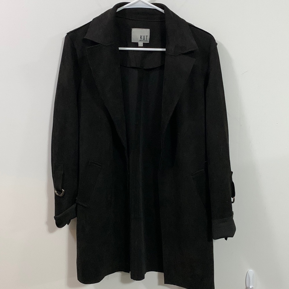 Kut from the Kloth VERY Soft Faux Suede feel to this no closure jacket Sz XS